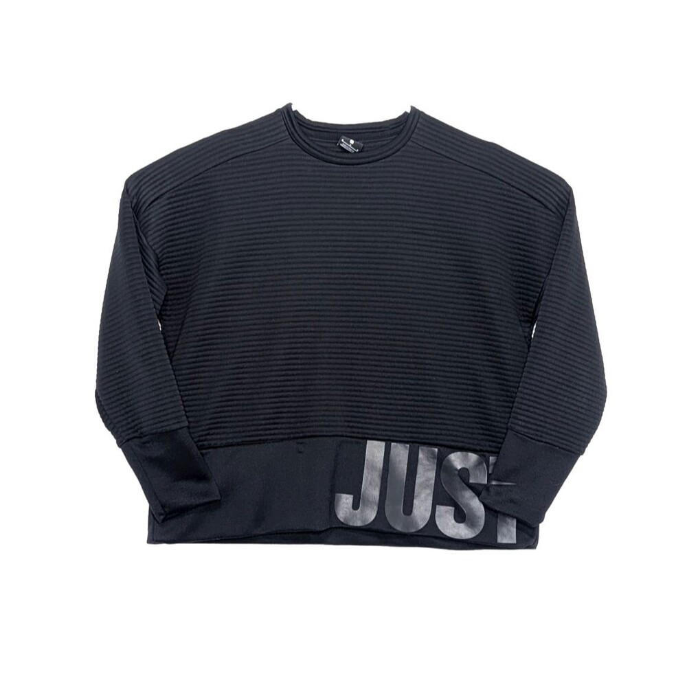 Nike Womens Medum Ribbed Black Cropped Pullover Dri-Fit Sweatshirt